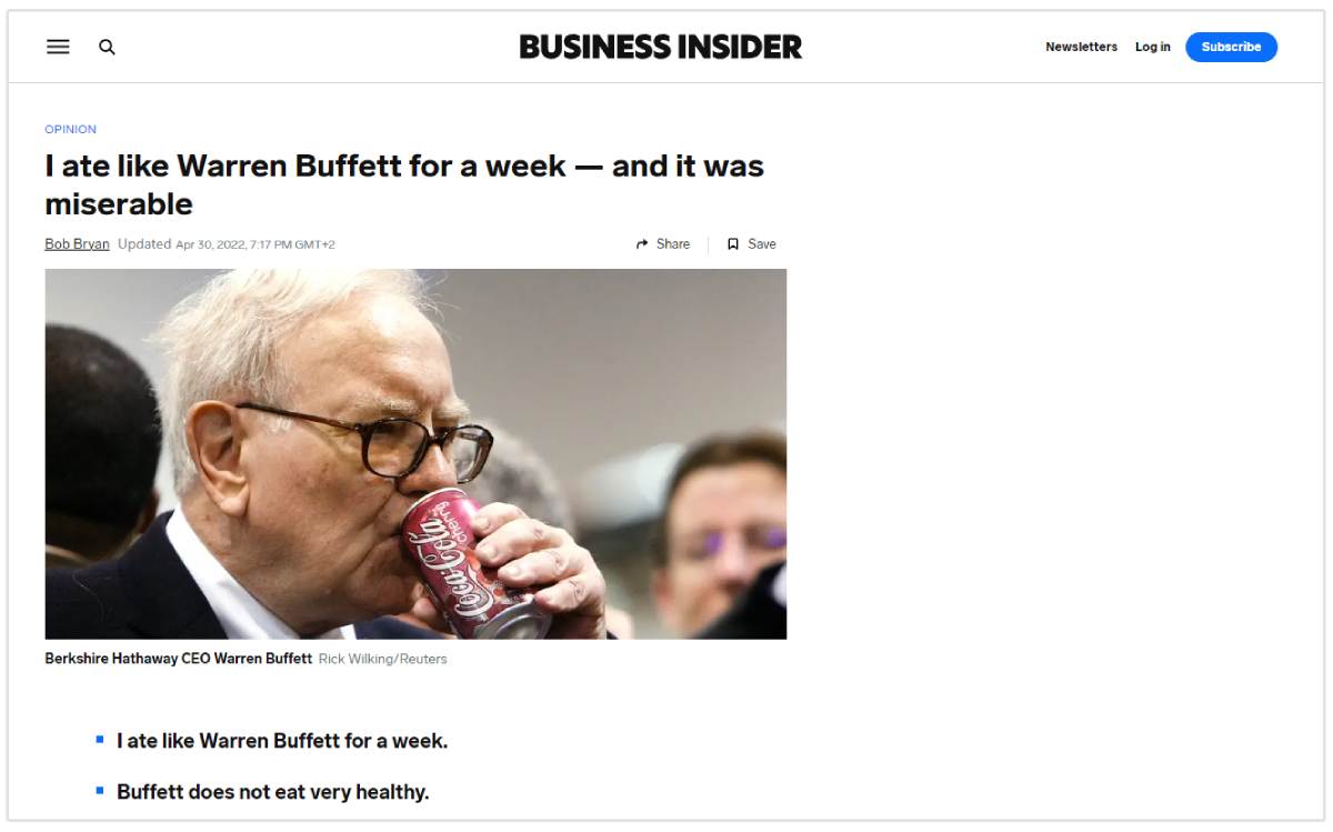 diet warren buffet